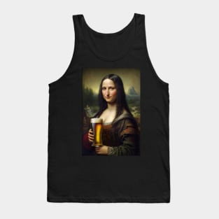 Mona Lisa Drinking Draught Beer Painting Tank Top